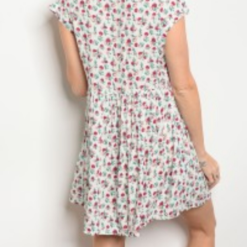 🛍White Floral Print Dress - Picture 6 of 6